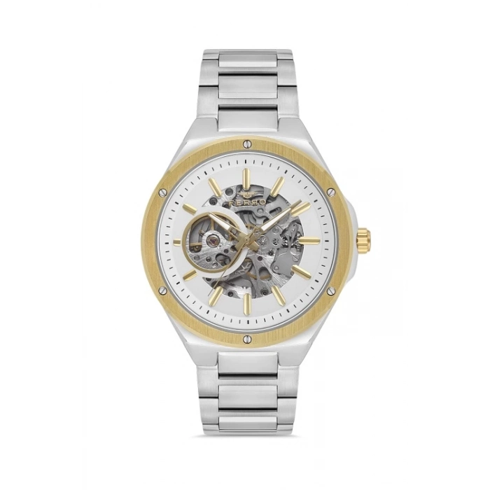 Ferro Sarı ve Gümüş Çelik Kordon Erkek Kol Saati F31443A-D 3ATM Su Geçirmez 2 Yıl Garantili