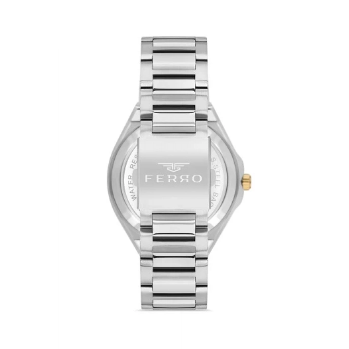 Ferro Sarı ve Gümüş Çelik Kordon Erkek Kol Saati F31443A-D 3ATM Su Geçirmez 2 Yıl Garantili