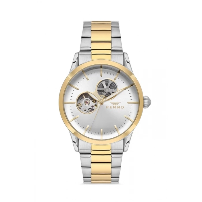 Ferro Sarı ve Gümüş Çelik Kordon Erkek Kol Saati F31445A-D 3ATM Su Geçirmez 2 Yıl Garantili