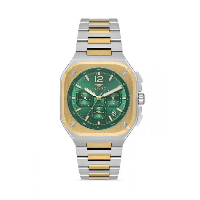 Ferro Sarı ve Gümüş Çelik Kordon Erkek Kol Saati FM11497AWT-D6 Fonksiyonları Aktif 3ATM Su Geçirmez