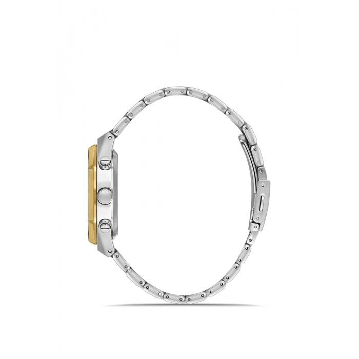 Ferro Sarı ve Gümüş Çelik Kordon Erkek Kol Saati FM11522AWT-D2 Fonksiyonları Aktif 3ATM Su Geçirmez