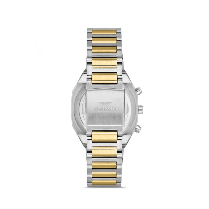 Ferro Sarı ve Gümüş Çelik Kordon Erkek Kol Saati FM11522AWT-D2 Fonksiyonları Aktif 3ATM Su Geçirmez