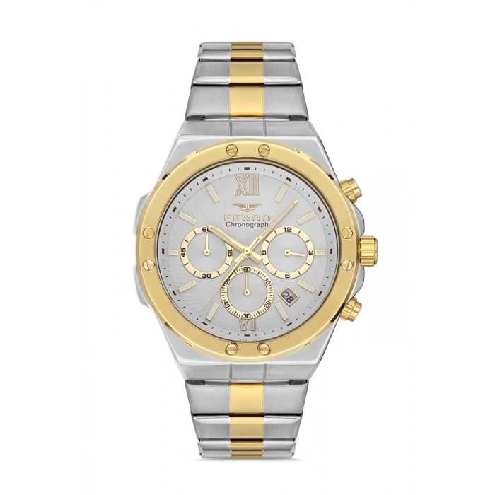 Ferro Yellow and Silver Steel Strap Mens Wristwatch FM31356A-D