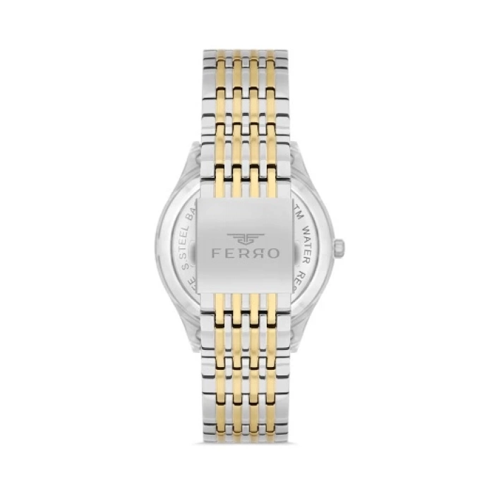 Ferro Sarı ve Gümüş Çelik Kordon Erkek Kol Saati FM31440A-D6 Otomatik Makine 3 ATM Su Geçirmez