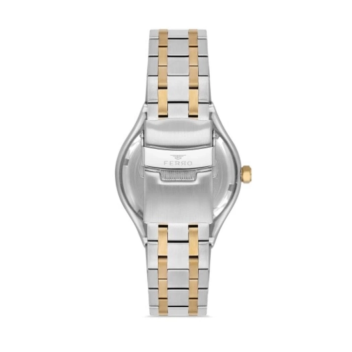 Ferro Sarı ve Gümüş Çelik Kordon Erkek Kol Saati FM40122A-D6 Tüm Fonksiyonlar Aktif 3ATM Su Geçirmez