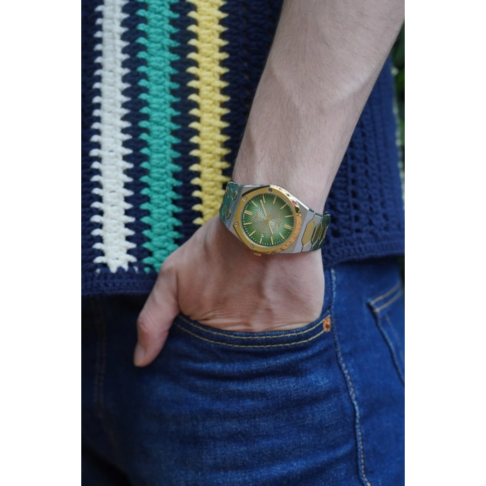 Ferro Sarı ve Gümüş Çelik Kordon Erkek Kol Saati FM40133A-D6 Tüm Fonksiyonlar Aktif 3ATM Su Geçirmez