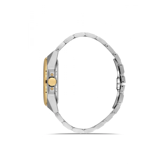 Ferro Sarı ve Gümüş Çelik Kordon Erkek Kol Saati FM43025A-D2 Tüm Fonksiyonlar Aktif 3ATM Su Geçirmez