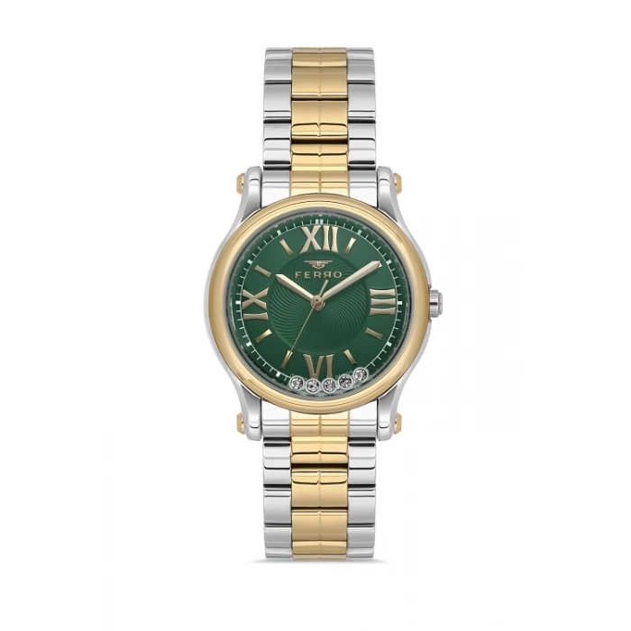 Ferro Sarı ve Gümüş Çelik Kordon Kadın Kol Saati FL21478AWT-D6 3ATM Su Geçirmez 2 Yıl Garantili