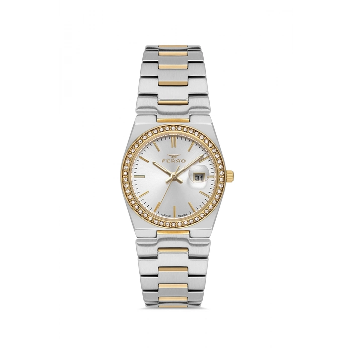 Ferro Sarı ve Gümüş Çelik Kordon Kadın Kol Saati FL21596AWT-D 3ATM Su Geçirmez 2 Yıl Garantili