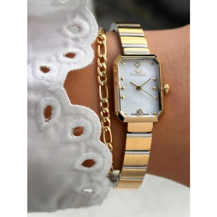 Ferro Sarı ve Gümüş Çelik Kordon Kadın Kol Saati FL21607AWT-D 3ATM Su Geçirmez 2 Yıl Garantili