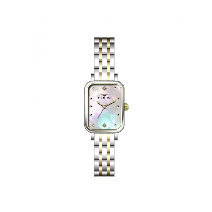 Ferro Sarı ve Gümüş Çelik Kordon Kadın Kol Saati FL21742AWT-D 3ATM Su Geçirmez 2 Yıl Garantili