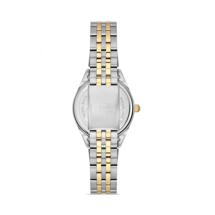 Ferro Sarı ve Gümüş Çelik Kordon Kadın Kol Saati FL40141A-D 3ATM Su Geçirmez 2 Yıl Garantili