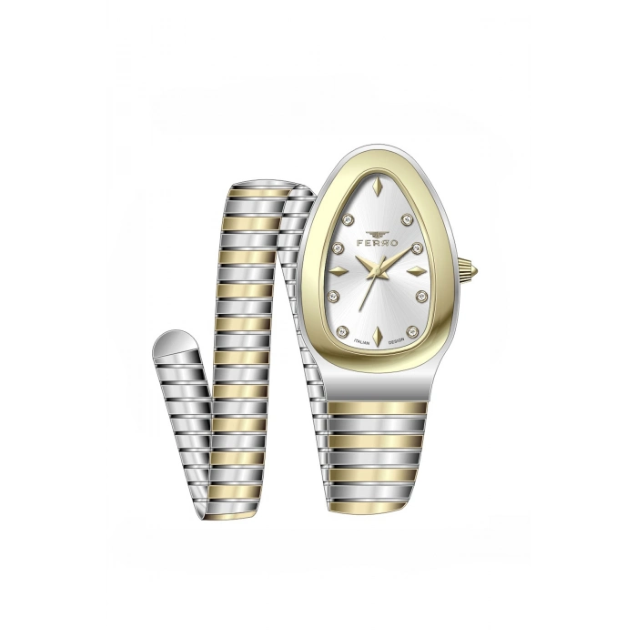 Ferro Sarı ve Gümüş Çelik Kordon Kadın Kol Saati FL40165A-D 3ATM Su Geçirmez 2 Yıl Garantili