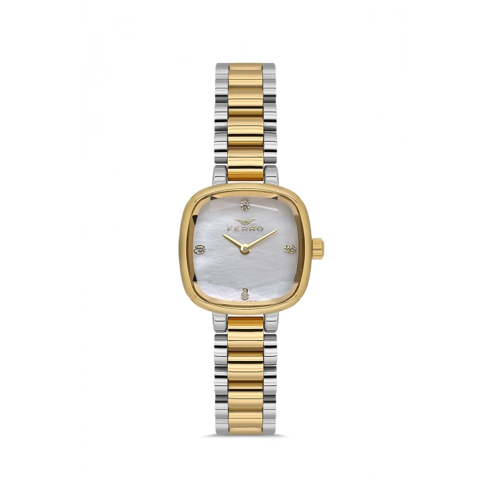 Ferro Sarı ve Gümüş Çelik Kordon Kadın Kol Saati FL43028A-D 3ATM Su Geçirmez 2 Yıl Garantili