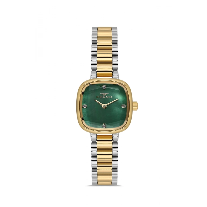 Ferro Sarı ve Gümüş Çelik Kordon Kadın Kol Saati FL43028A-D6 3ATM Su Geçirmez 2 Yıl Garantili