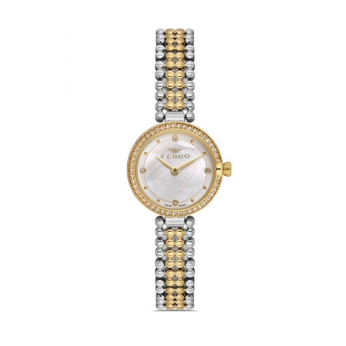 Ferro Sarı ve Gümüş Çelik Kordon Kadın Kol Saati FL43039A-D 3ATM Su Geçirmez 2 Yıl Garantili