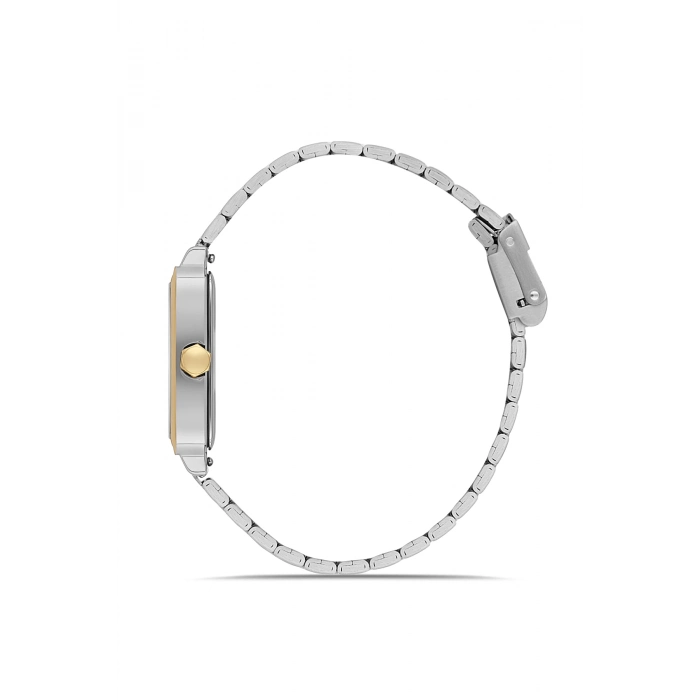 Ferro Sarı ve Gümüş Çelik ve Lacivert Deri Kordon Hediyeli Kadın Kol Saati FL21626AWT-D3