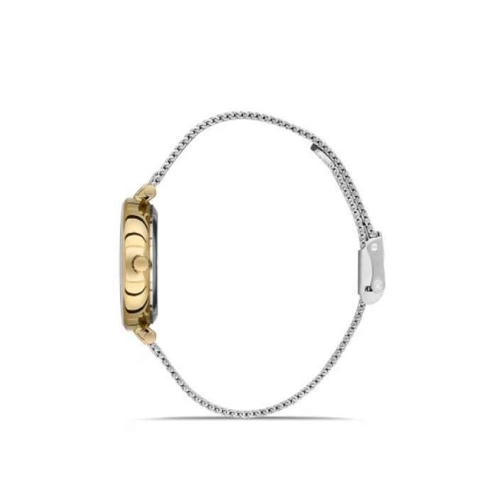 Ferro Sarı ve Gümüş Hasır Kordon Kadın Kol Saati FL21297C-D 3ATM Su Geçirmez 2 Yıl Garantili