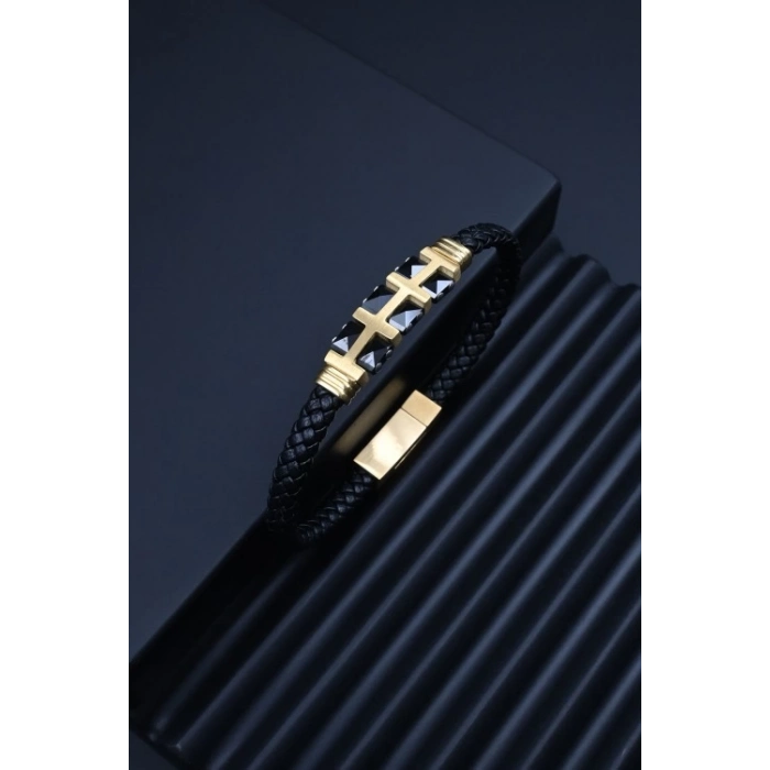 Ferro Sarı ve Siyah Çelik Erkek Takı FRJ10059-B