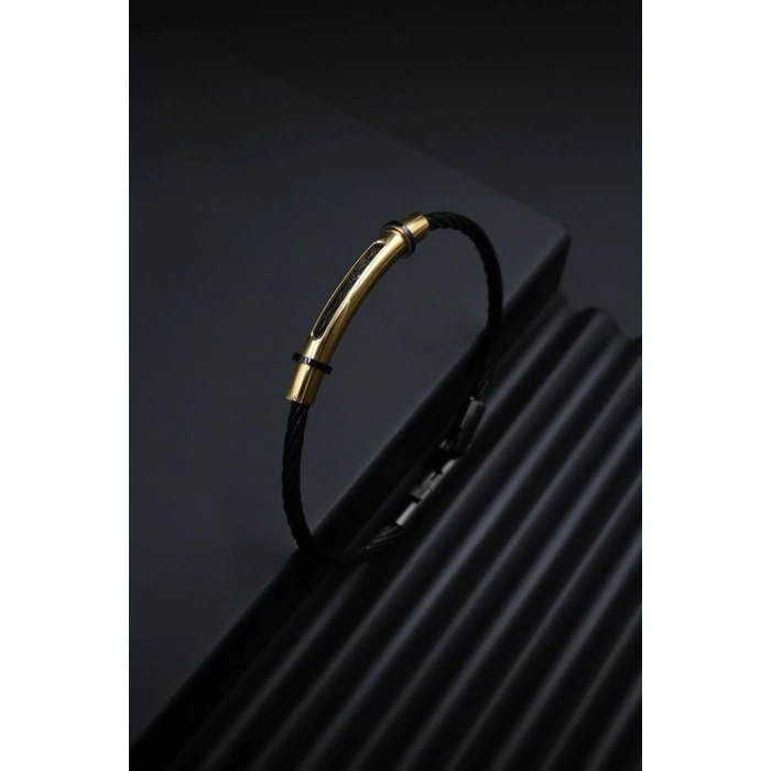 Ferro Sarı ve Siyah Çelik Erkek Takı FRJ10060-B