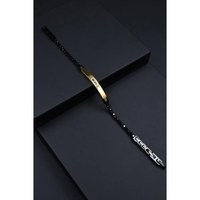 Ferro Sarı ve Siyah Çelik Erkek Takı FRJ10078-R