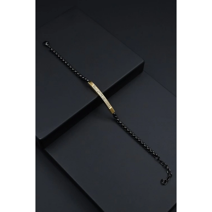 Ferro Sarı ve Siyah Çelik Erkek Takı FRJ10088-R