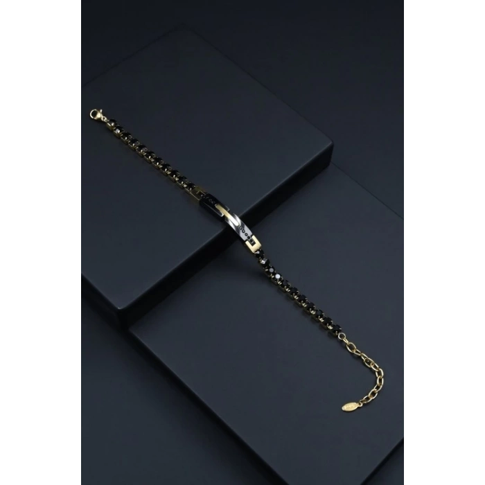 Ferro Sarı ve Siyah Çelik Erkek Takı FRJ10093-B