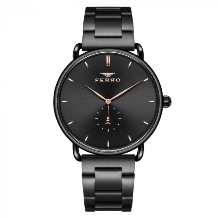 Ferro Siyah Çelik Kordon Erkek Kol Saati F11007A-1071-G