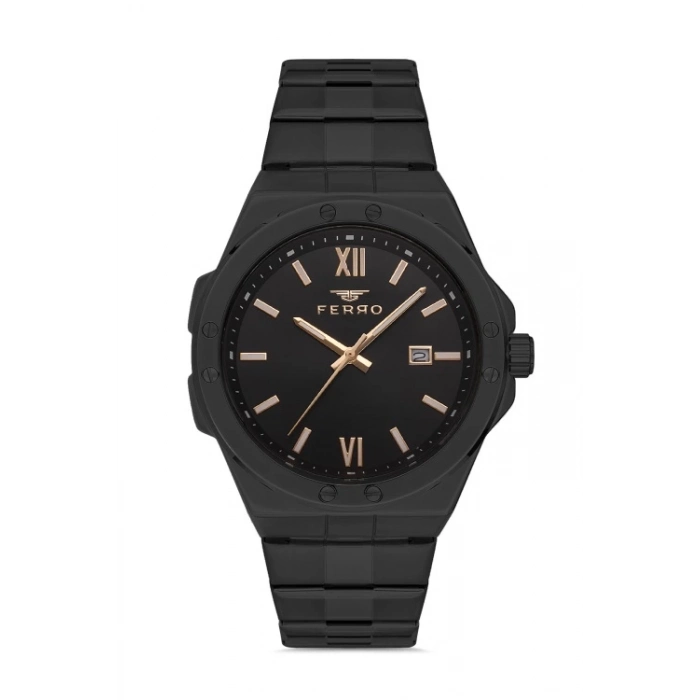 Ferro Black Steel Strap Mens Wristwatch F11357A-G