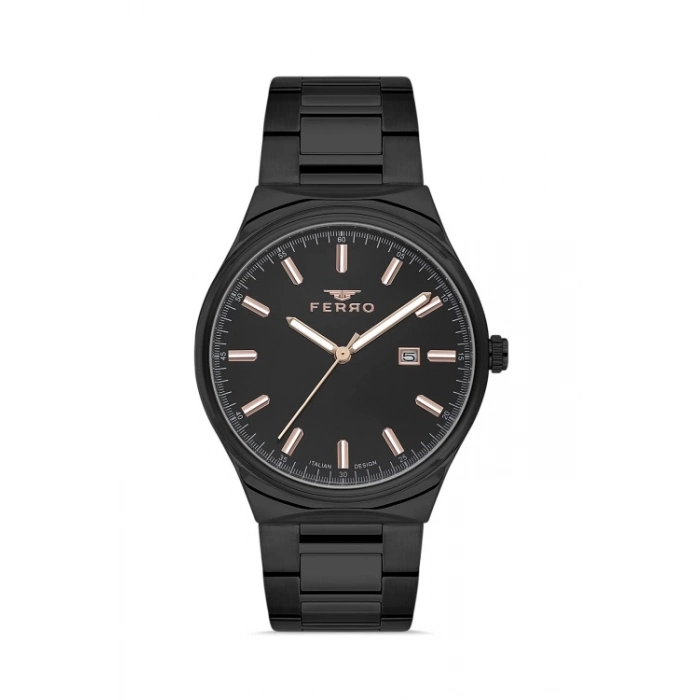 Ferro Siyah Çelik Kordon Erkek Kol Saati F11476A-G 3 ATM Su Geçirmez 2 Yıl Garantili Hediye Paketli