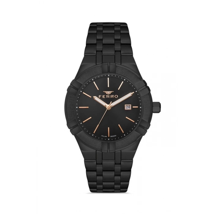 Ferro Siyah Çelik Kordon Erkek Kol Saati F11484A-G 3 ATM Su Geçirmez 2 Yıl Garantili Hediye Paketli