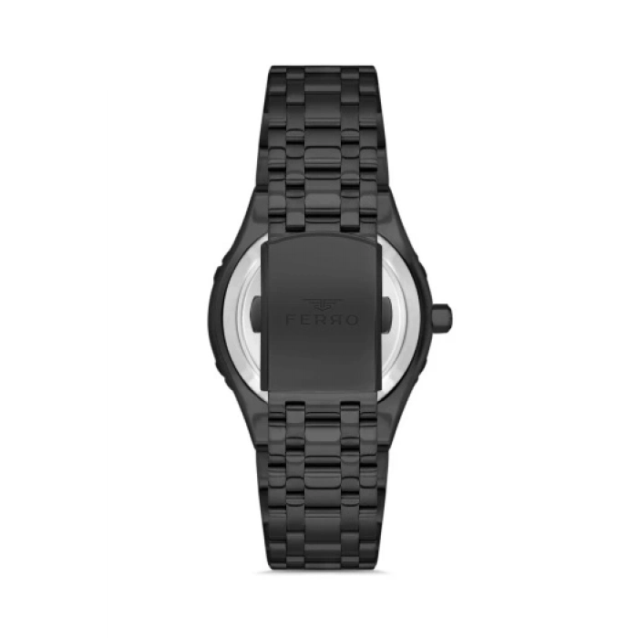 Ferro Siyah Çelik Kordon Erkek Kol Saati F11484A-G 3 ATM Su Geçirmez 2 Yıl Garantili Hediye Paketli