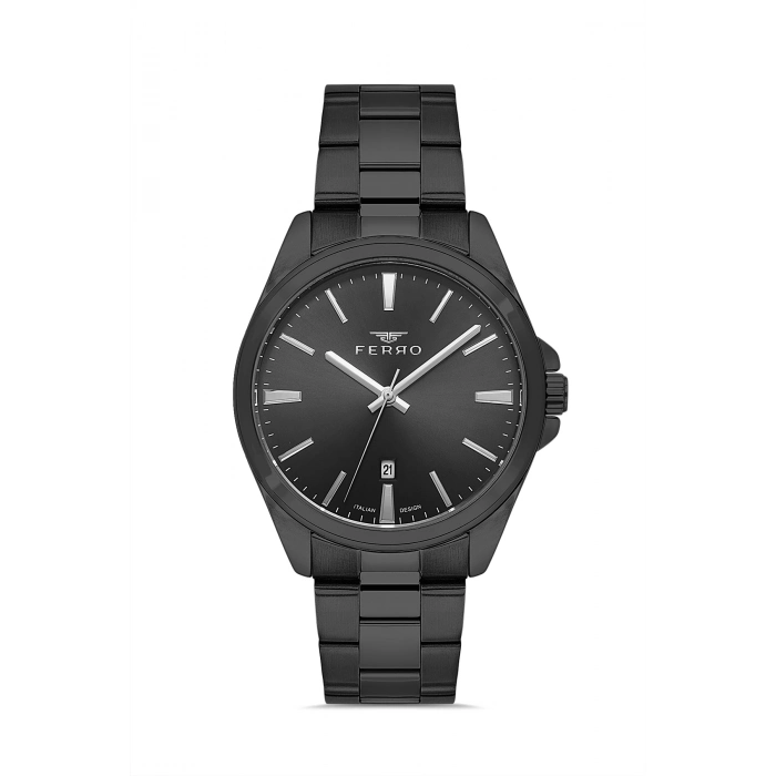 Ferro Siyah Çelik Kordon Erkek Kol Saati F11551AWT-G 3ATM Su Geçirmez 2 Yıl Garantili HediyePaketli