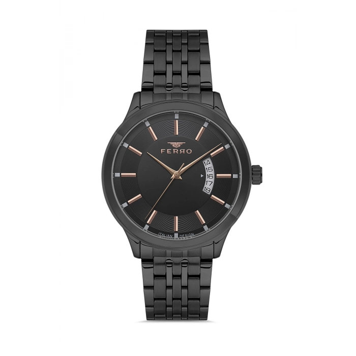 Ferro Siyah Çelik Kordon Erkek Kol Saati F11561AWT-G 3ATM Su Geçirmez 2 Yıl Garantili HediyePaketli