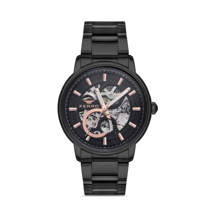 Ferro Black Steel Strap Mens Wristwatch F31399A-G