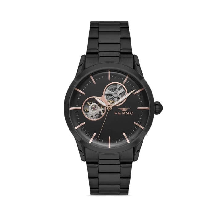 Ferro Siyah Çelik Kordon Erkek Kol Saati F31445A-G 3ATM Su Geçirmez 2 Yıl Garantili HediyePaketli