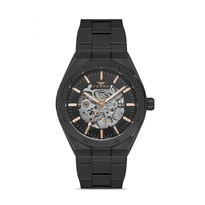 Ferro Siyah Çelik Kordon Erkek Kol Saati F31538AWT-G 3ATM Su Geçirmez 2 Yıl Garantili HediyePaketli