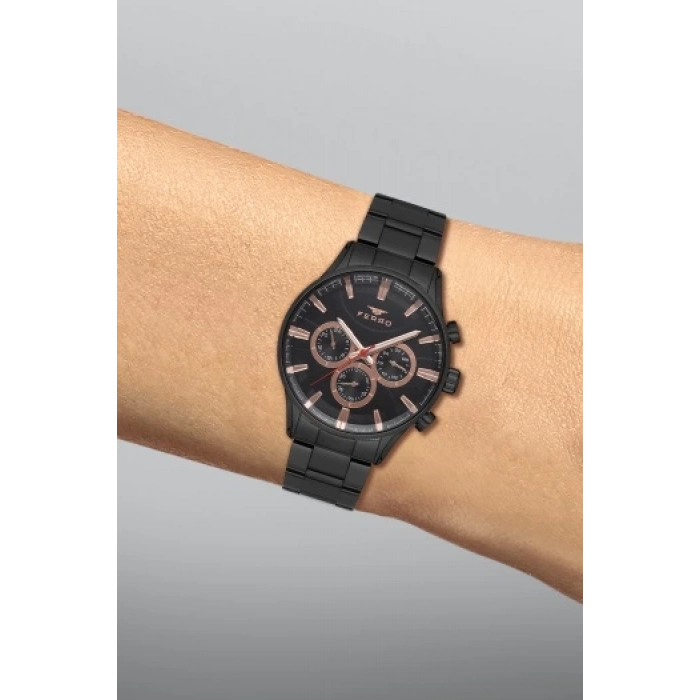 Ferro Siyah Çelik Kordon Erkek Kol Saati FM11180A-G Fonksiyonları Aktif 3ATM SuGeçirmez HediyePaket