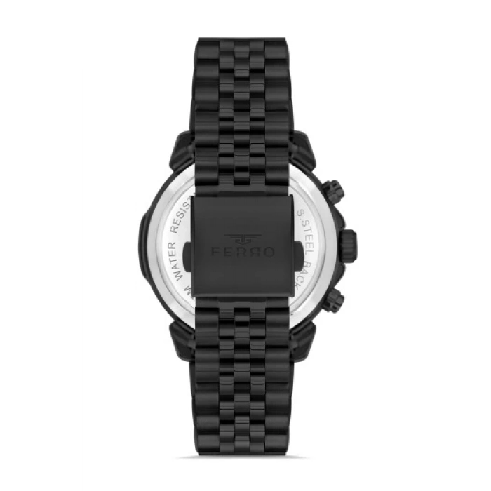 Ferro Siyah Çelik Kordon Erkek Kol Saati FM11375A-G Fonksiyonları Aktif 3ATM Su Geçirmez HediyePaket