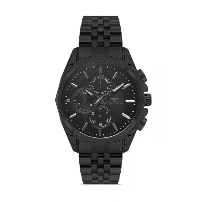 Ferro Siyah Çelik Kordon Erkek Kol Saati FM11391A-G Fonksiyonları Aktif 3ATM Su Geçirmez