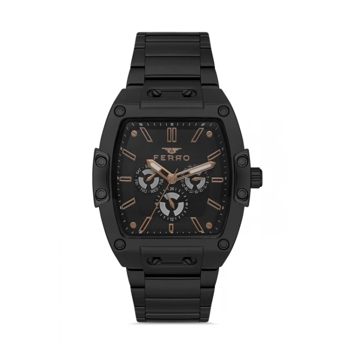 Ferro Black Steel Strap Mens Wristwatch FM11437A-G