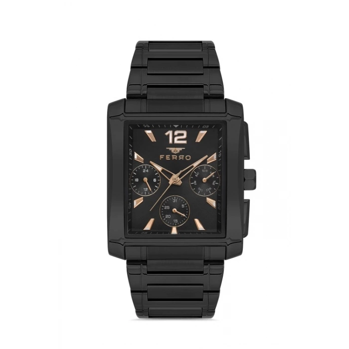 Ferro Siyah Çelik Kordon Erkek Kol Saati FM11465AWT-G Fonksiyonları Aktif 3ATM Su Geçirmez
