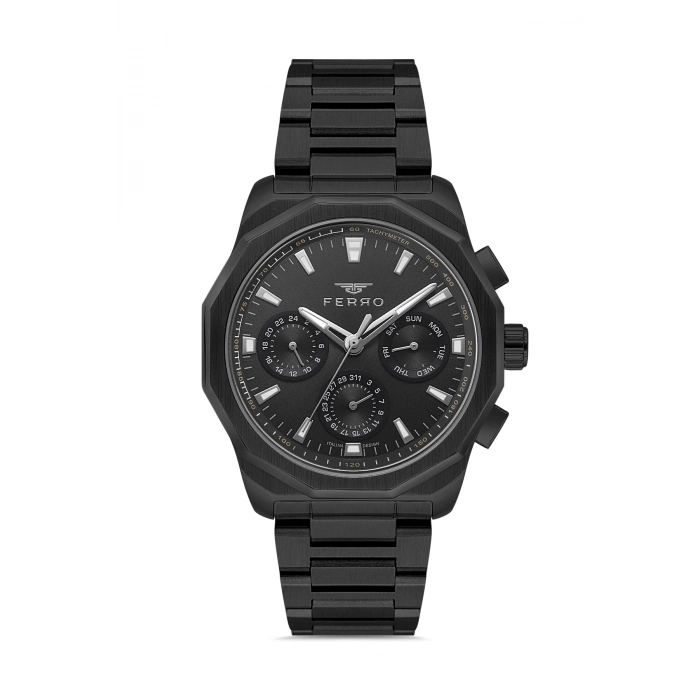 Ferro Siyah Çelik Kordon Erkek Kol Saati FM11520AWT-G Fonksiyonları Aktif 3ATM Su Geçirmez