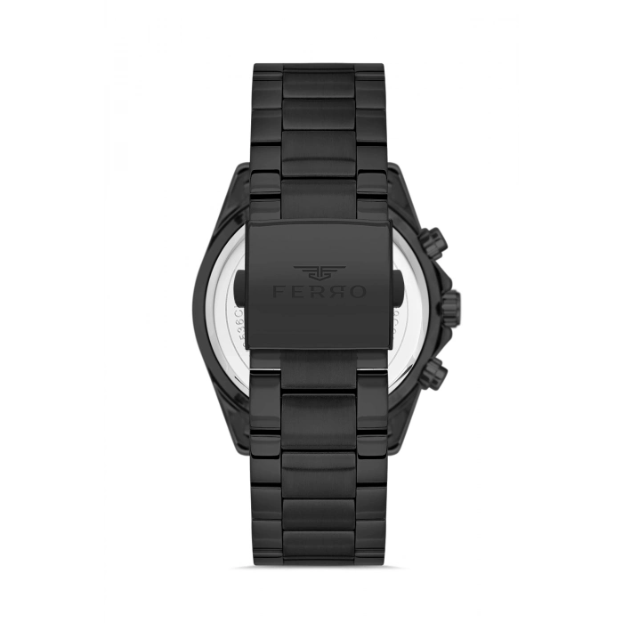 Ferro Siyah Çelik Kordon Erkek Kol Saati FM11541AWT-R Fonksiyonları Aktif 3ATM Su Geçirmez