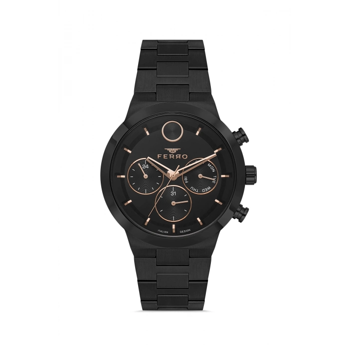 Ferro Siyah Çelik Kordon Erkek Kol Saati FM11568A-G