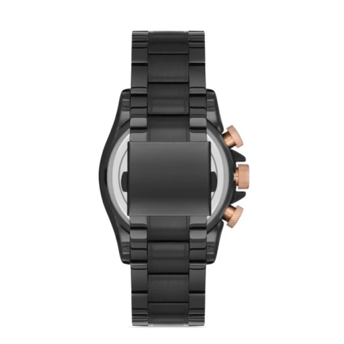 Ferro Siyah Çelik Kordon Erkek Kol Saati FM1542A-R Tüm Fonksiyonları Aktif 3 ATM Su Geçirmez