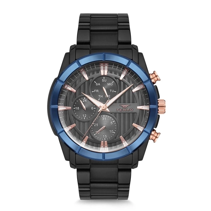 Ferro Siyah Celik Kordon Erkek Kol Saati FM1889A-ZD