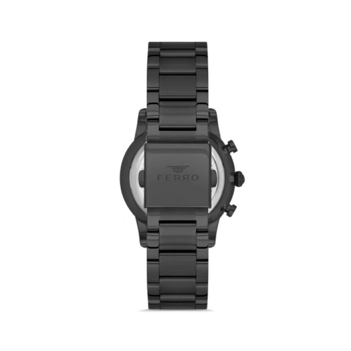 Ferro Siyah Çelik Kordon Erkek Kol Saati FM31039A-G Tüm Fonksiyonları Aktif 3 ATM Su Geçirmez