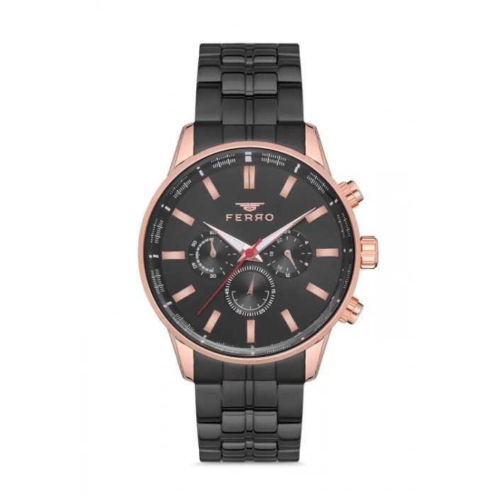Ferro Black Steel Strap Mens Wristwatch FM31084A-R