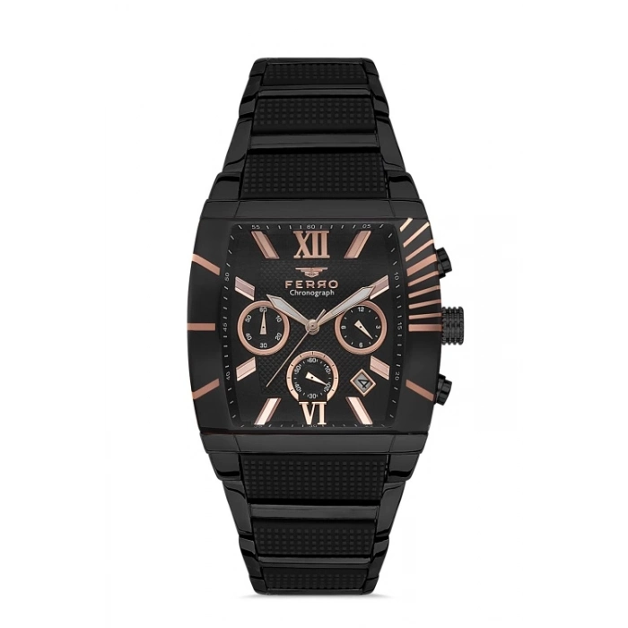 Ferro Black Steel Strap Mens Wristwatch FM31266A-G